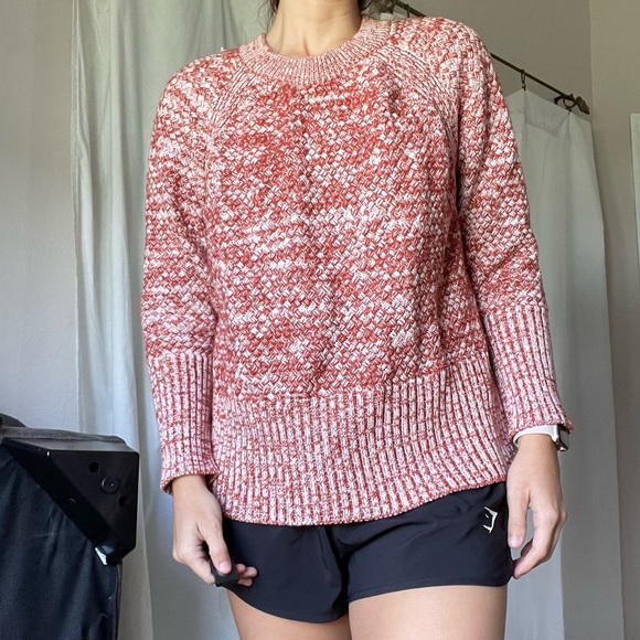 ๐Universal Thread Burnt Orange and White Chunky Knit Like Sweater XL - Picture 3 of 6